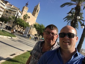 Sitges church in the background